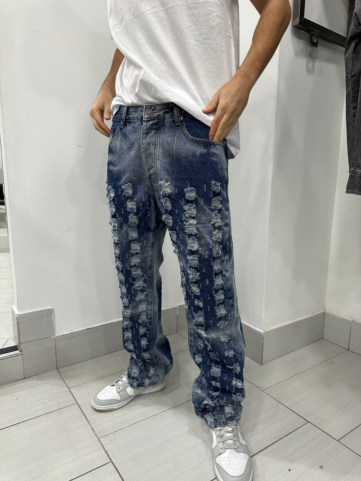 Jeans multi strappi
