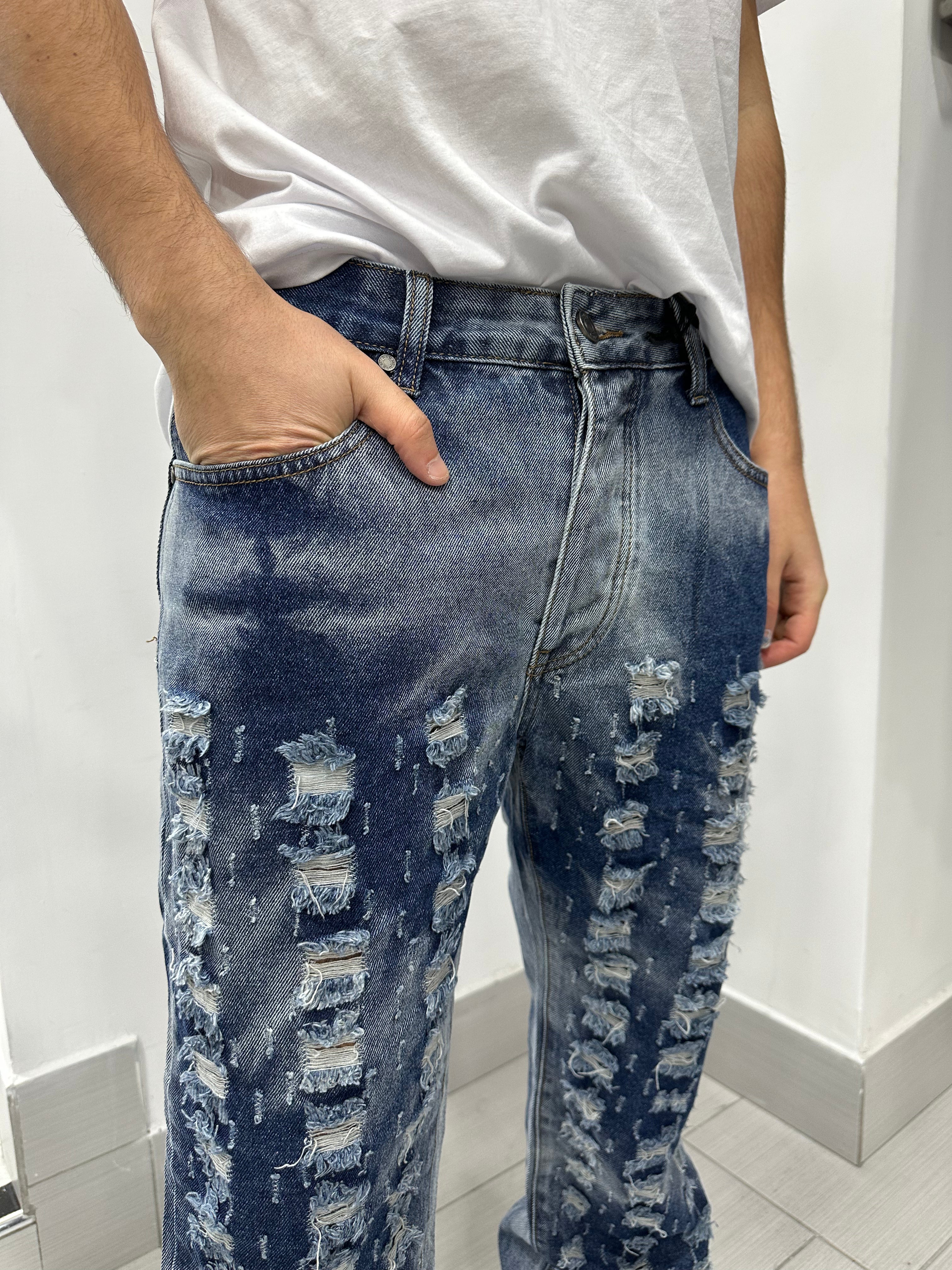 Jeans multi strappi